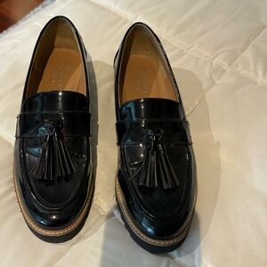 Franco Sarto Carolynn Black Patent LeatherTassel Loafers for Women